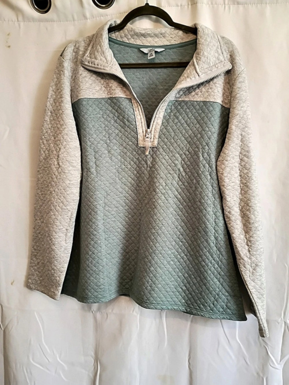 Croft & Barrow Quilted Quarter-Zip Pullover in Green/Blue & Gray Xxl